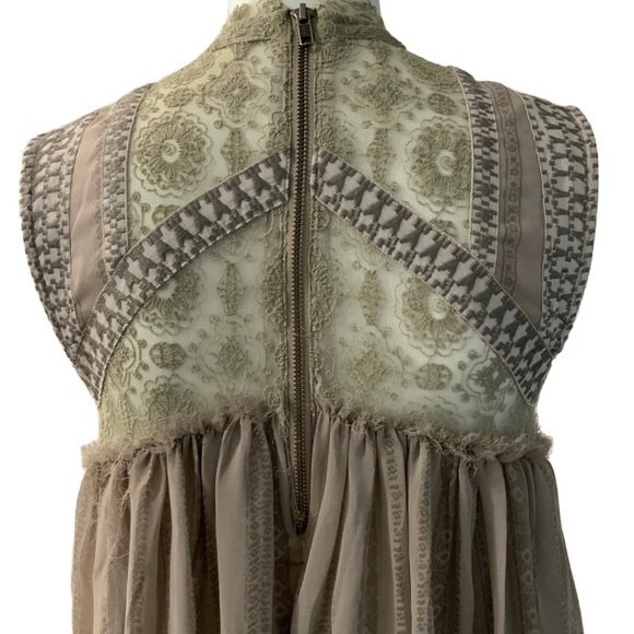 Free People Dress Tan Penny Georgette Babylon Mini XS - Picture 5 of 10